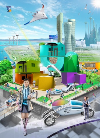 한국공학한림원이 선정한 미래 도전기술 20선이 반영된 2035년의 모습. - 한국공학한림원 제공